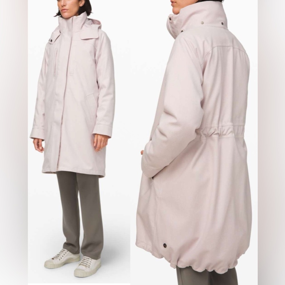 Lululemon Roam Far Wool 3-in-1 Jacket Light Pink Hooded Coat